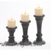 Three Posts 3 Piece Black Wood Candlestick Set THPS2306